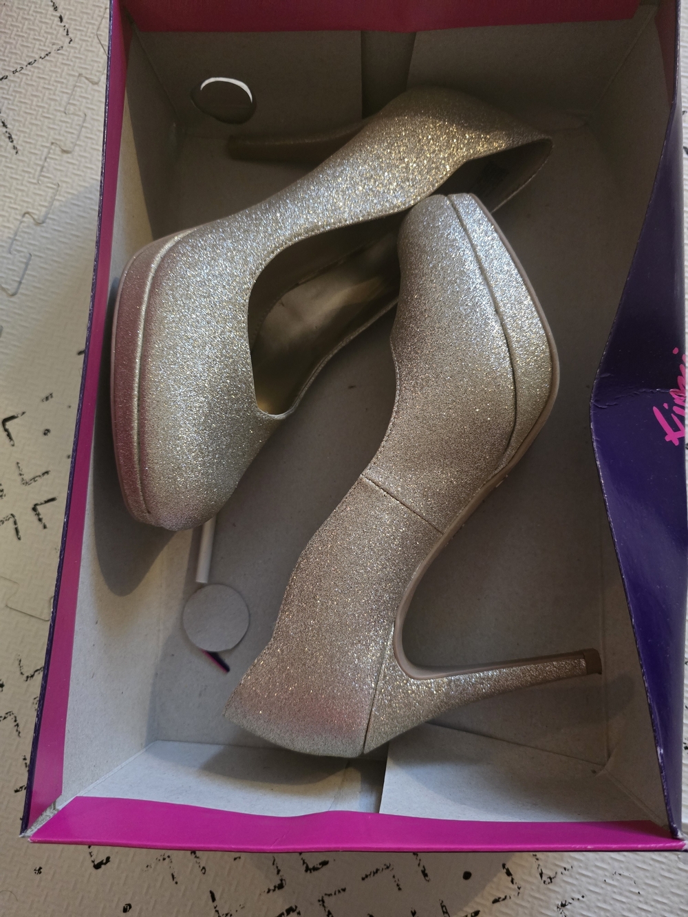 Xhilaration Glitter Platform Pumps in Champagne Gold